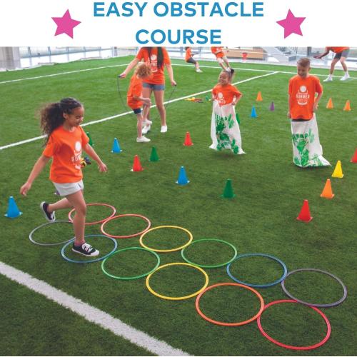 Fun Express Large 20 Inch Obstacle Course Agility Rings Set of 6 - Professional PE Equipment for Elementary School Physical Education | Carnival Games Ring Toss for Kids Outdoor Play & Field Day