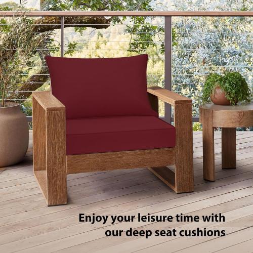 Outdoor Chair Cushions 22x22, Patio Furniture Cushions with Removable Cover, Outdoor Deep Seat Cushion Set with Ties and Handle, Waterproof Outdoor Cushions for Chair Sofa Couch, Burgundy