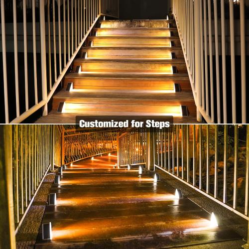 VOLISUN Solar Step Lights Outdoor Waterproof, LED Outdoor Stair Lights, Solar Step Light for Outside, Warm&Cool White Deck Light Decor for Stair,Front Porch and Patio(Gray,12 Pack)
