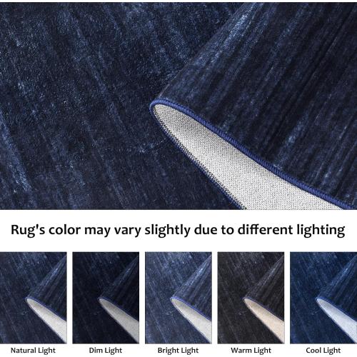 Kimicole 5x8 Large Area Rugs for Bedroom Living Room, Modern Abstract Geometric Washable Rugs, Low Pile Thin Rug, Non-Slip Indoor Wavy Circles Floor Carpet for Office Dining Room Home Decor (Blue)