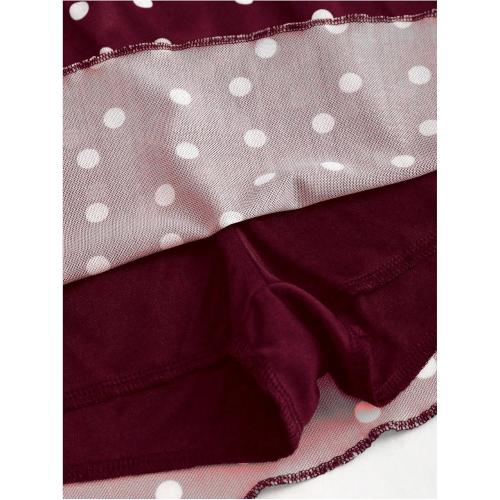 Verdusa Women's Polka Dots Mini Skirt Y2K Vintage Mesh Country Concert Outifits medium