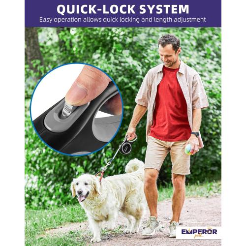 Emperor Pets 26 ft Retractable Dog Leash - Heavy Duty Retractable Pet Leash with Anti-Slip Grip - Reflective Dog Leash Tape for Medium to Large Dogs up to 100 lbs -GY26