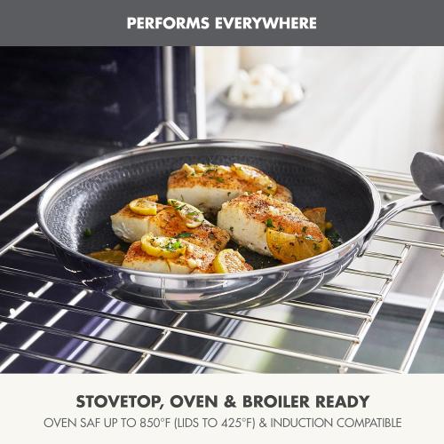 GreenPan Spectra 11 Piece Cookware Set,Hybrid Tri-Ply Stainless Steel, PFAS-Free Ceramic Nonstick Textured Cooking Surface,Induction Pots & Pans with Lids, Dishwasher Safe,Oven & Broiler Temp to 850˚F