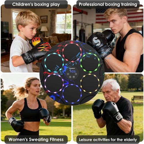 Music Boxing Machine with Gloves - Wall Mounted Punching Trainer for Adults & Kids, 9-Speed Punch Game, Wall Boxing Punching pad, 2025 Upgrade Gifts for Boys Age 6