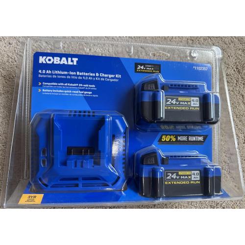 Kobalt 24-V 2-Pack Lithium-ion 4 Ah Battery and Charger