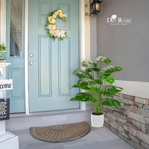 Der Rose 28 Fake Plants Large Artificial Monstera Faux Potted Plants Indoor Tall for Outdoor Living Room House Floor Front Porch Tree Decor
