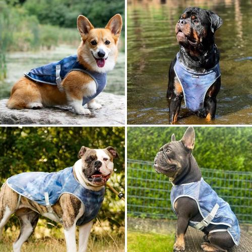 Spark Paws Dog Cooling Vest - SPF 50 UV Sun Protection - Summer Heat Relief Gear for Dogs, Lightweight, Evaporative Cooling - Dog Anxiety Relief Vest During Hot Days - Ice Blue, Medium