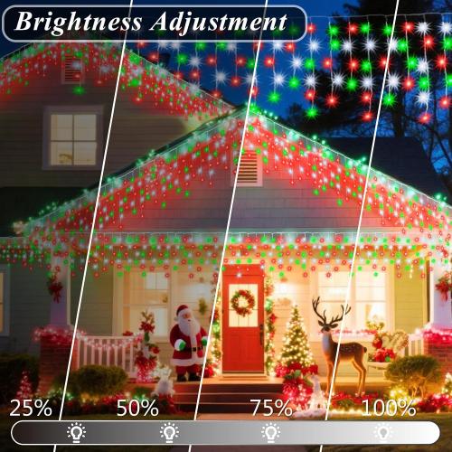35 Colors Icicle Lights for Outside, 48FT Icicle Christmas Lights | Outdoor Roof Christmas Lights with Remote, Color Changing LED Hanging String Lights for Roof Window Halloween Decorations