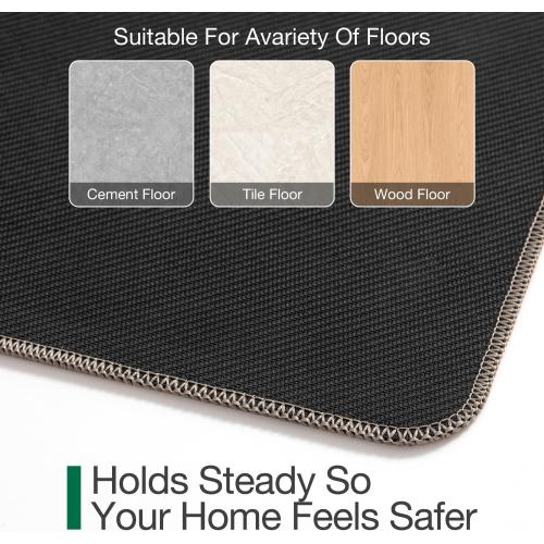 LUMI Ultra Thin Door Mat for Entryway, 24x36 Low Profile Non Slip Rubber Backing Indoor Doormat, Easy Clean Welcome Entrance Mat for Inside House, Patio, Khaki