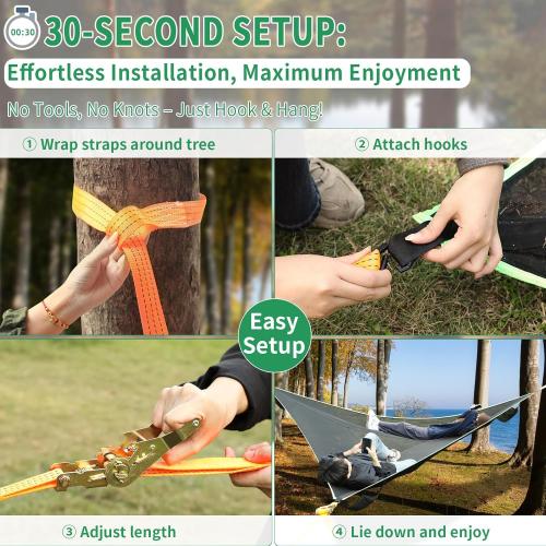 LUKETURE Triangle Camping Hammock, 13ft Multi Person Hammocks Max 1100 lbs for Outdoor Relaxing, Extra Large Hammock w/Ratchet/Webbing Straps (13ft-Triangle Camping Hammock)