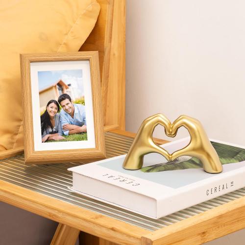 Gold Decor Living Room - Small Shelf Decor Aesthetic - Heart Hands Sculpture - Teen Girls Bedroom Knick Knacks - Cute Home Shelves Accent - Table Statue Love Decorations Gifts (Gold)