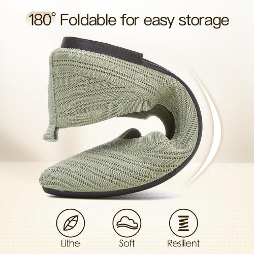 Iarus Women's Size 11 Green Flat Shoes Comfortable Ballet Flat Fashion Dress Shoes Pointed Toe Mesh Knit Portable Lazy Casul Shoes Office Commuting
