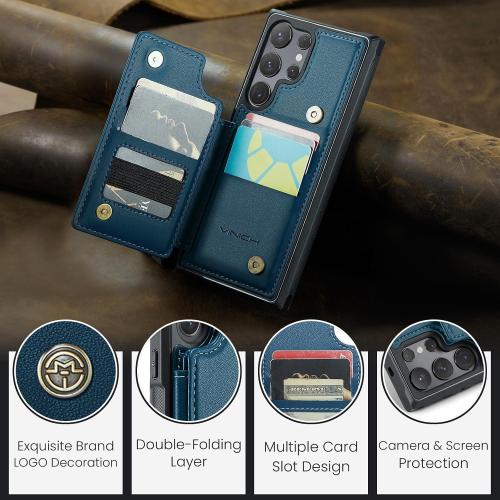 Vinich for Samsung Galaxy S25 Ultra Wallet Case with Card Holder, Blue