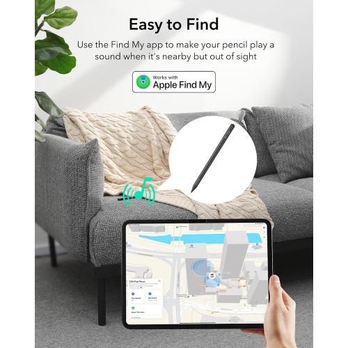 ESR Geo Digital iPad Pencil Findmy Compatible with Apple iPad 2018-2025,with Easy Shortcuts for Apple iPad A16/10/9/8 & Air 13/11 & Pro 12.9/13/11 & Mini 7/6/5,Black(No Wireless Charging)