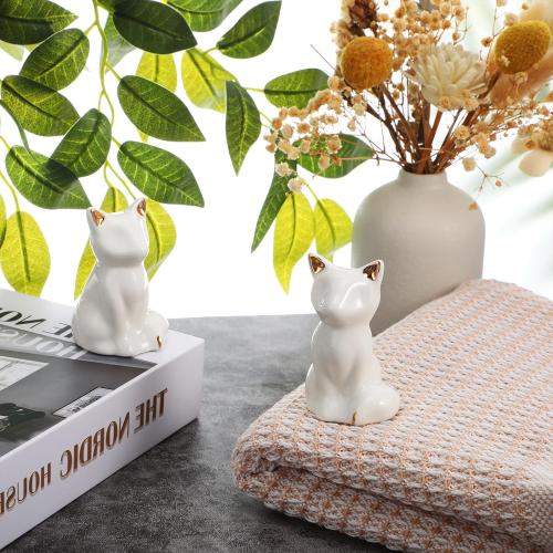 2 Pcs Toilet Bolt Caps, Ceramic Toilet Bolt Covers Decorative Cute Animals Home Bathroom Decor for Easy installation Avoid Rusting(White,Cat)
