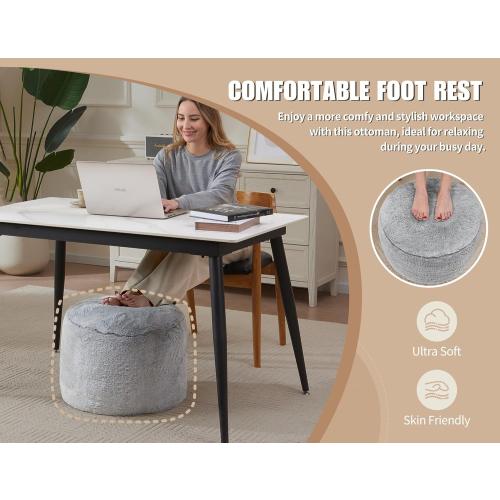 WSOFRLAC Foot Ottoman 20x15, Small Foot Rest Pouf Ottoman Cover Round with Sponge, Small Foot Rest Filled Foot Pouf Ottomans Stuffed Pink Mushroom Modern Hassock Footstool Footrest for Couch‼️light dirt and good condition‼️