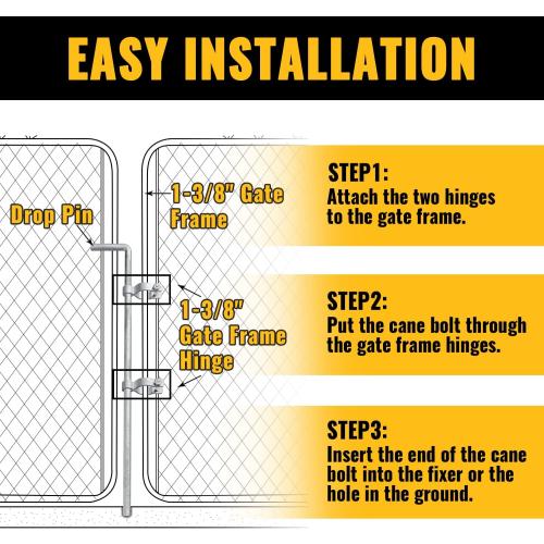VIVIDA Gate Drop Rod 36 inch, Chain Link Drop Rod, Heavy Duty Cane Bolts Pin Latch for Single or Double Gate, Chain Link Fence Parts, for 1-3/8 Gate Post, 1 Pack