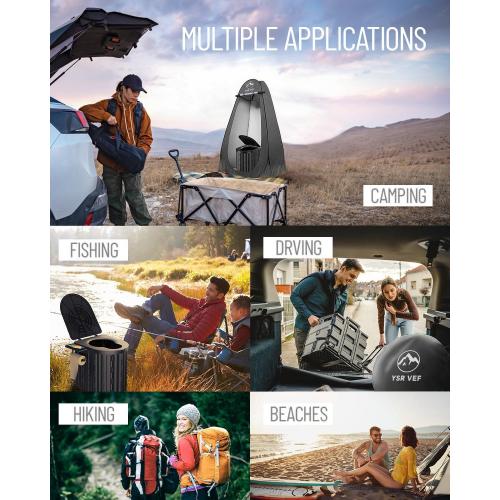 Camping Toilet with Pop-Up Privacy Tent and Liquid Waste Gel, Portable Toilet for Camping with Large Tent, Ergonomic Potty Provides Enhanced Comfort, Suitable for All Ages