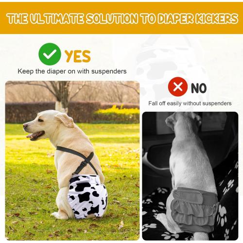 Size S/M Avont 3 Pack Washable Female Dog Diaper with Suspender, Reusable Girl Doggie Diapers  Doggy in Heat Cycle Period Incontinence