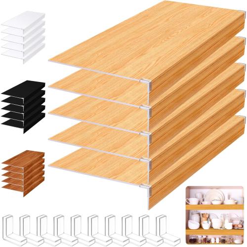 Hoolerry 5 Pcs Wire Shelf Covers Foamed PVC Wire Rack Covers for Removable Closet (Not Wood) Pantry Shelves for Cabinet Bathroom Kitchen Shelving Decoration(Wood Color,38x16inch)