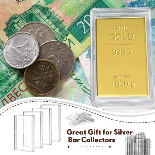 Ctosree 20 Pcs 10 oz Silver Bar Case Clear Gold Bar Storage Box Acrylic Storage Container Fit for 10 Ounce Silver Bars