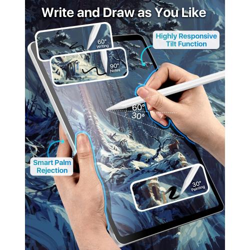 Magnetic Wireless Charging Pencil 2nd Generation, Stylus Pen Same as Apple Pencil 2 Gen, Compatible with iPad Pro 11 in 1/2/3/4, iPad Pro 12.9 in 3/4/5/6, iPad Air 4/5, iPad Mini 6