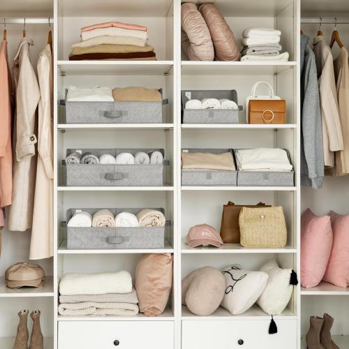 GRANNY SAYS Closet Organizers and Storage, Trapezoid Storage Bins, Dog Toy Bin, Storage Baskets for Shelves, Fabric Storage Bins with Handles, Clothing Organizer, Gray, 3-Pack