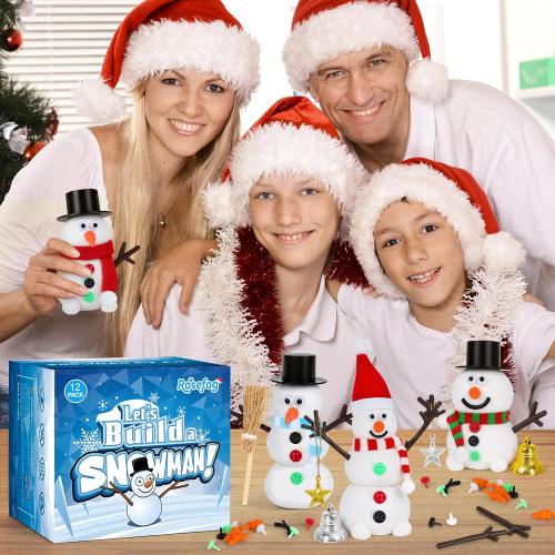 12 Pack Christmas Crafts for Kids, Build a Modeling Clay Snowman Kit, DIY Indoor Christmas Party Favors, Air Dry Clay Art Activity Present for Stocking Stuffers Party Favor Winter Holiday