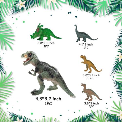 18 Dinosaur Cake Toppers With Eggs, Leaves, Trees - Dinosaur Themed Cake Decorations