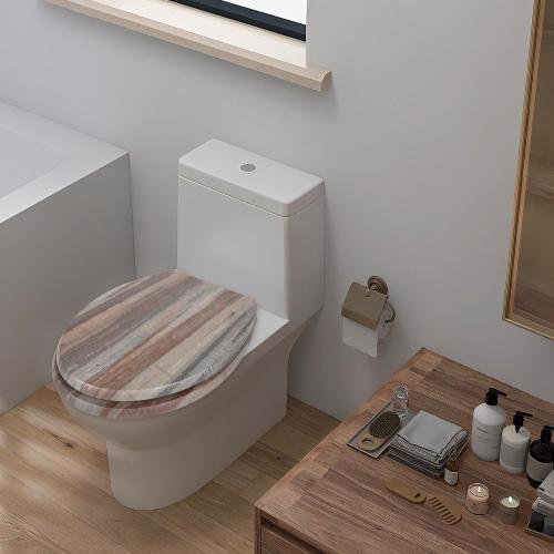 Angol Shiold Round Toilet Seat Molded Wood Toilet Seat with Quietly Close and Quick Release Hinges, Easy to Install also Easy to Clean (Round, Board)