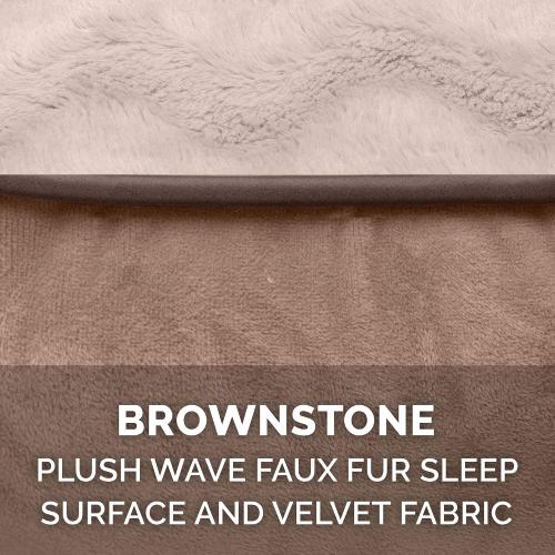 Furhaven Cooling Gel Dog Bed for Large Dogs w/ Removable Bolsters & Washable Cover, For Dogs Up to 95 lbs - Plush & Velvet Waves Perfect Comfort Sofa - Brownstone, Jumbo/XL