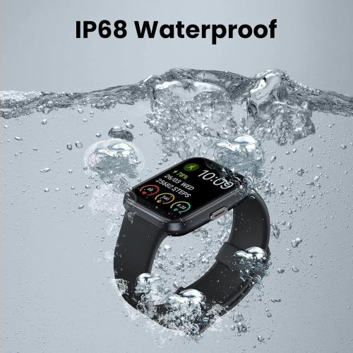 Black Padmate C21 Smart Watch(Answer/Make Calls/Email) for Men Women, Alexa Built-in, 60  Sport Modes, Waterproof 1.69' Touch Screen Fitness Tracker, Sleep Heart Rate Monitor for Android & iPhone Smartwatch