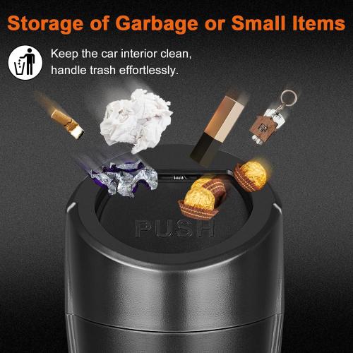 Pack of 2 Car Trash Can, 2 Packs Mini Car Trash Bin with Lid, Leakproof Cup Holder Car Garbage Can with 60 Trash Bags, Vehicle Front Back Seat Organizers and Storage for Car, Home, Office, Black