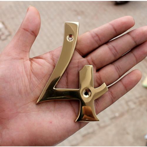 eSplanade 4 Brass House Hotel Door Number Plaque Numeric Numerical Digit 0-9 (4 (Four))