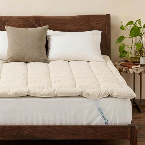 Organic Merino Wool Mattress Topper 1650 GSM - Pillow Top Mattress Pad, Handmade, Non-Toxic, Cooling and Hypoallergenic Wool Topper for Back Pain Relief (Queen)
