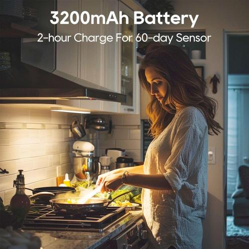 Under Cabinet Lighting, 2 Pack 13 Inch 3 Color Temperatures Motion Sensor Light indoor, USB Rechargeable Under Cabinet Lights, Stick-On Magnetic Closet Light, Wireless Under Counter Lights for Kitchen