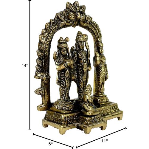 Size  5.5 Brass Ram Darbar (Rama, Sita, Laxman, Hanuman) Murti Idol Statue Sculpture