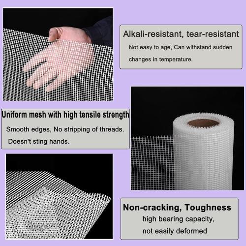 Heavy-Duty Fiberglass Mesh Roll Plastering Mesh Stucco Fibreglass Reinforcing Mesh for Wall Plastering Rendering Tiling Gypsum Seam Repair Large Size 160g/m²(Size:50cmx100m(1.6ft x 328ft))