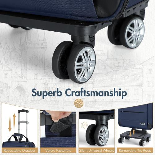 Lekebobor Rolling Laptop Bag - Rolling Laptop Briefcase on Wheels for Women/Men Fits Up to 15.6Inch Rolling computer Bags Water Resistant for Travel Work and Business (Blue)