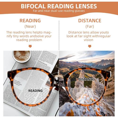 3 Pack Bifocal Reading Glasses for Women Men Clear Top Rectangle Multifocal Readers Blue Light Bi-focal Eyeglasses (Multicolor,  2.50)