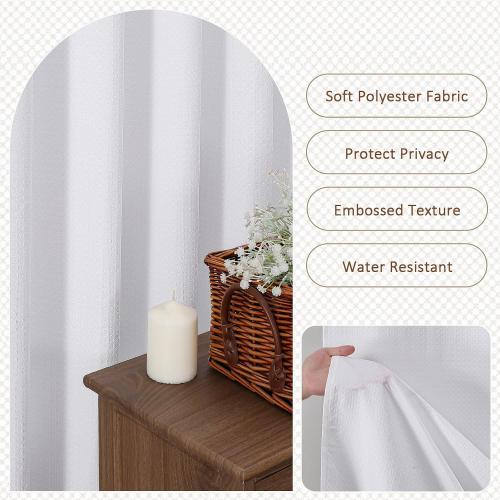 Extra Long White Shower Curtain 96 Inch Long 1 Piece, Waffle Embossed Textured Fabric Shower Curtains for Bathroom Large Hotel, Water Resistant, Machine Washable, 72Wx96L Inches