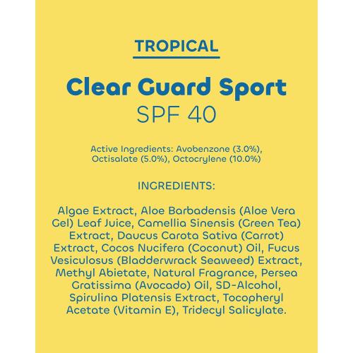 Seaweed Bath Co. Clear Guard SPF 40 Sport Broad Spectrum Sunscreen, 6 oz | Quick Dry, Air-Powered Spray, Natural Tropical Scent, With Sustainably Harvested Seaweed, Aloe, Avocado Oil