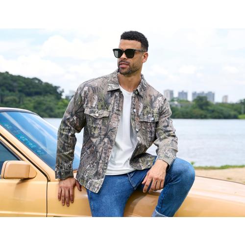 Yuanbang Camo Jackets for Men Trucker Unlined Camouflage Coats Hunting Clothes (Size L)
