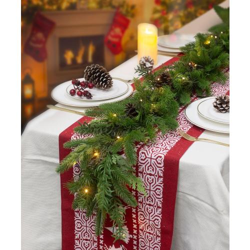 JOJOLEE 72inch Pre-Lit Christmas Garland with Timer Lights, Battery Operated Mixed PE Pine Greenery Garland with Natural Pine Cones, Realistic Evergreen Holiday Mantle Fireplace Stair Doorway Décor
