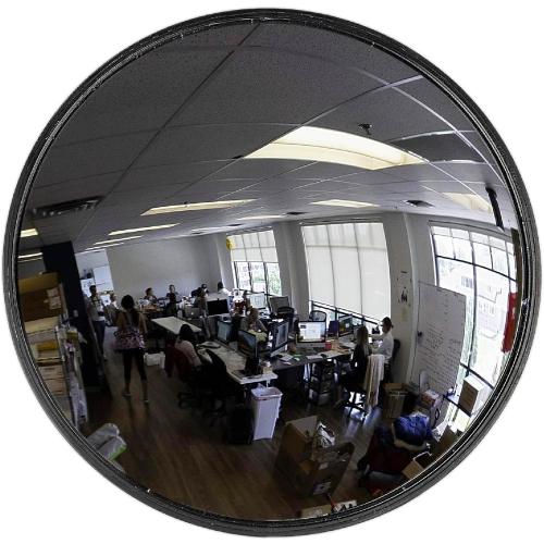12” Acrylic Indoor Convex Mirror With Plastic Back, Round Indoor Security Mirror for the Garage Blind Spot, Store Safety, Warehouse Side View, Wall Mirror for Personal or Office Use - Vision Metalizers,Black