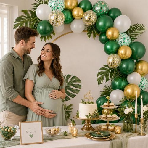 Green Gold Balloons 60PCS Metallic Gold Green for Safari Jungle Baby Shower