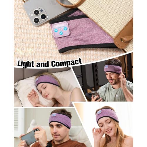 Voerou Sleep Headphones Wireless Bluetooth 5.4 Sports Headband, Sleeping Headphones Eye Mask Earbuds Music Headband for Side Sleepers Perfect for Workout Running Travel Yoga Cool Gadgets Tech Gifts