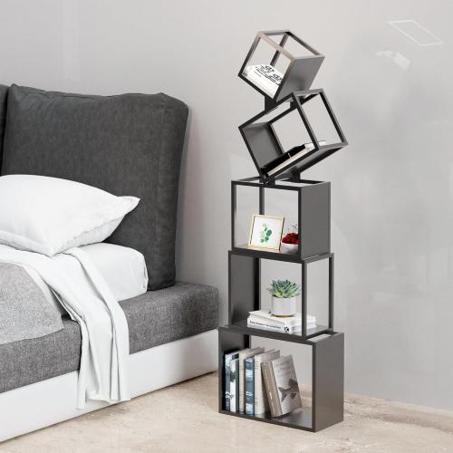 Modern 5-Tier Candle-Shaped Bookshelf, Modern Storage Shelves, Sturdy Metal Shelve and Bookcase for Displaying Books, Decor, and Plants Unique Metal Art Design