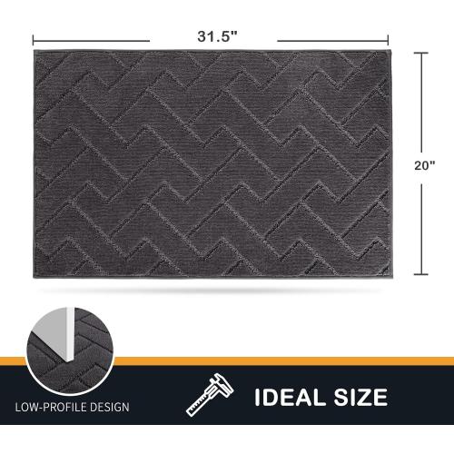 PURRUGS Dirt Trapping Door Mat 20 x 31.5, Non-Slip Machine Washable Entry Rug, Shoe Scraper, Dog Doormat, Super Absorbent Welcome Mat for Front & Back Door, Muddy Wet Shoes & Paws, Charcoal