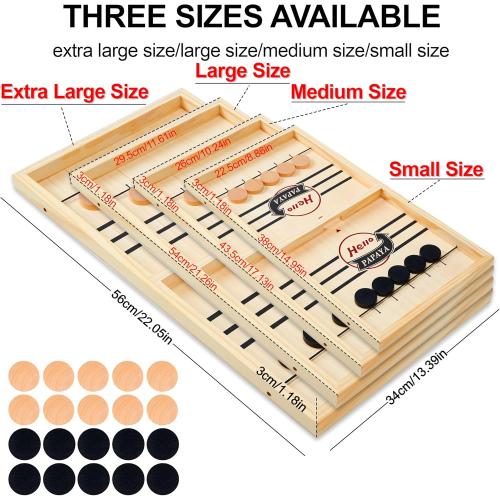 Fast Sling Puck Game - Test Your Speed and Accuracy with This Fast-Paced Wooden Air Hockey Desktop Battle Board Game - Guaranteed Fun Gifts for Family Night or Friends Party